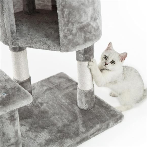 40 Inches Cat Tree Kitty Tower with Basket, Top Perch for Small and Medium Cats - Picture 4 of 7